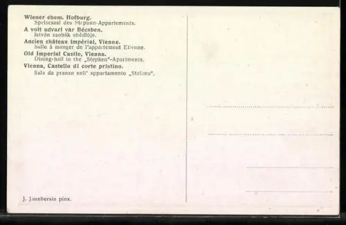 AK Wien, Wiener ehemalige Hofburg, Speisesaal des Stephan-Appartements, Innenansicht