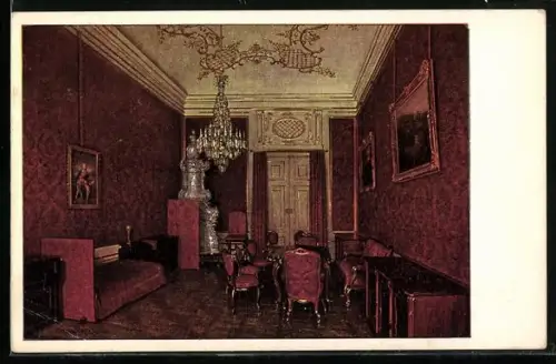 AK Wien, Wiener ehemalige Hofburg, Schlafzimmer des Kaisers Franz Joseph, Innenansicht