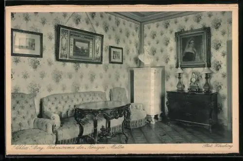 AK Berg / Starnberger See, Schloss Berg, Wohnzimmer der Königin-Mutter