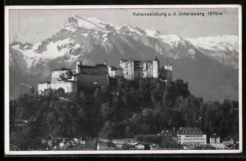 AK Salzburg, Festung Hohensalzburg u. d. Untersberg