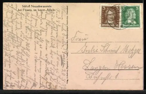 AK Füssen /Bayer. Allgäu, Schloss Neuschwanstein