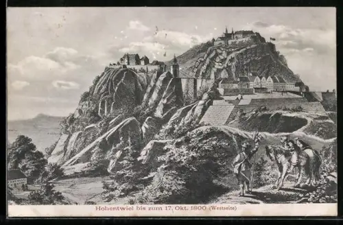 Künstler-AK Singen, Schloss Hohentwiel Westseite