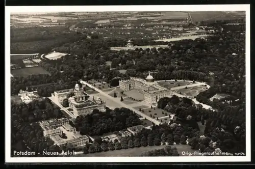 AK Potsdam, Schloss Sanssouci, Neues Palais, Fliegeraufnahme