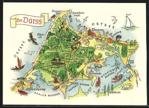 AK Prerow, Darss-Inselkarte