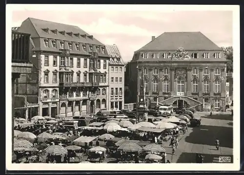 AK Bonn, Marktplatz mit Rathaus und Passanten