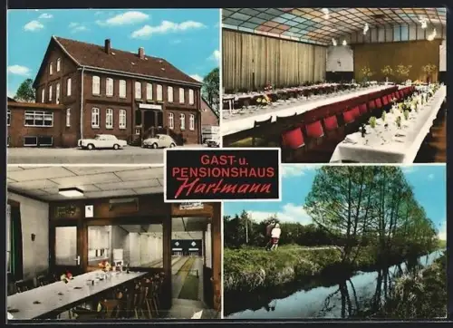 AK Wietzendorf /Lüneburger Heide, Das Gast- und Pensionshaus Hartmann, mit Innenansichten