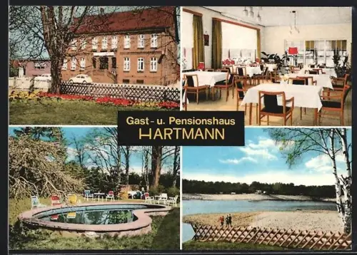 AK Wietzendorf /Lüneburger Heide, Gasthaus Gustav Hartmann, Pool und Uferpartie