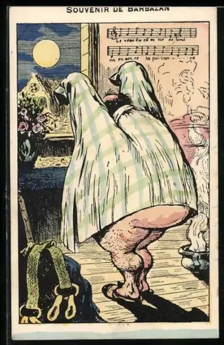 AK Dicker Mann zieht sich ein Nachthemd an