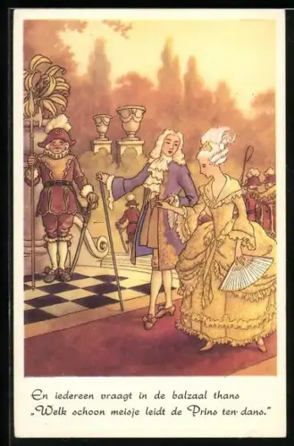 Künstler-AK Aschenputtel und der Prinz auf dem Ball