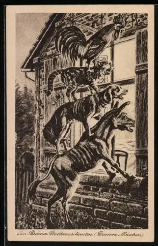 AK Die Bremer Stadtmusikanten am Fenster