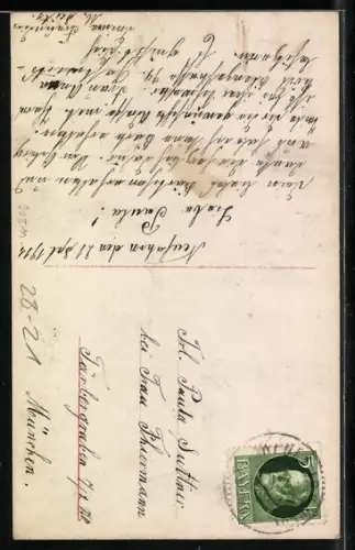 AK Rotkäppchen mit Korb in der Hand