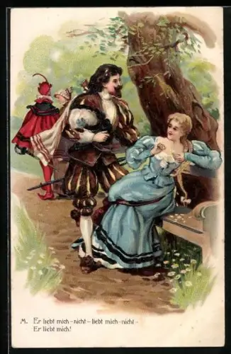 Präge-AK Szene aus Faust, Er liebt mich nicht - Er liebt mich