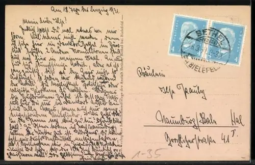 AK Pastor F. von Bodelschwingh, Seitenportrait und Zitat