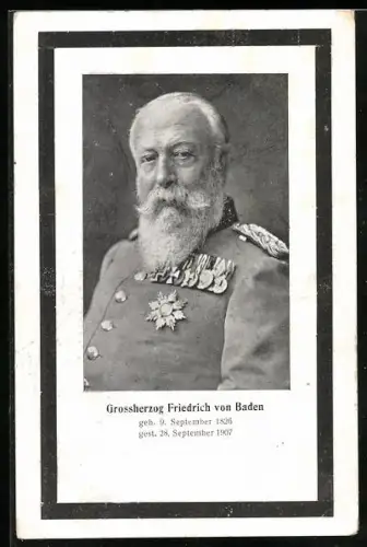 AK Grossherzog Friedrich mit zahlreichen Orden an der Uniform