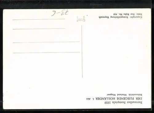 AK Bayreuth, Bayreuther Festspiele 1959, Der fliegende Holländer, I. Akt