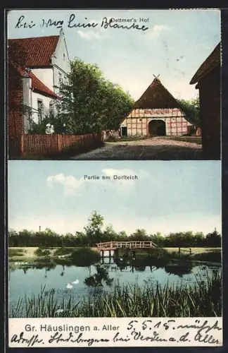 AK Gr. Häuslingen a. Aller, Hof Dettmer, Partie am Dorfteich
