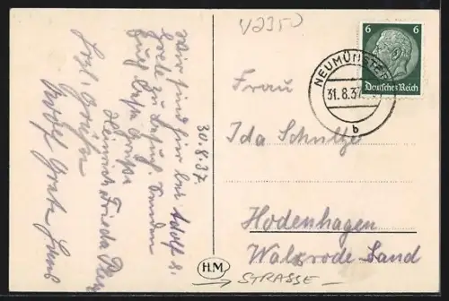 AK Neumünster, Strasse am Teich mit Geschäften