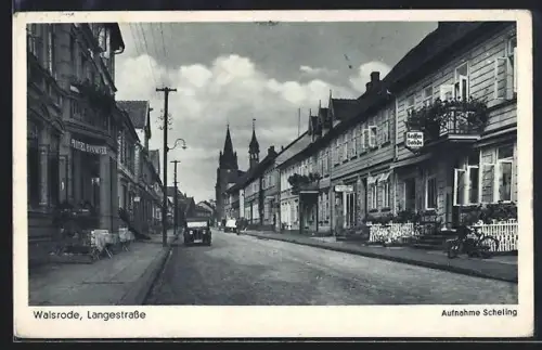 AK Walsrode, Langestrasse mit Hotel Hannover und Cafe Gohde