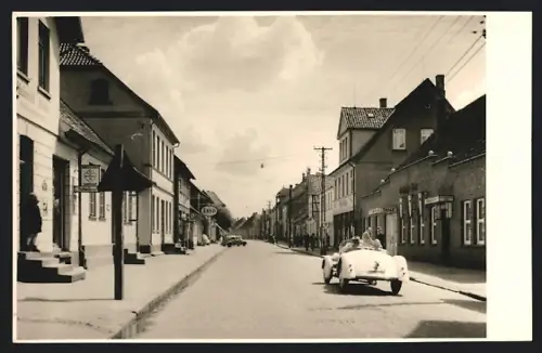 AK Walsrode, Langestrasse mit Tanzlokal und Esso-Tankstelle