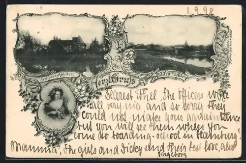 AK Ahlden a. d. Aller, Schloss Ahlden, Uferpartie, Sophie Dorothée Prinzessin von Ahlden