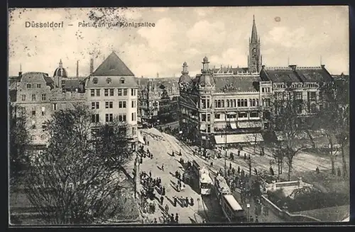 AK Düsseldorf, Königsallee mit Strassenbahn
