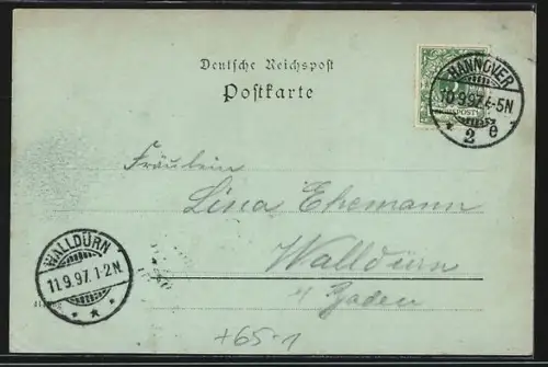 Mondschein-AK Hannover, Bahnhof mit Strassenpartie