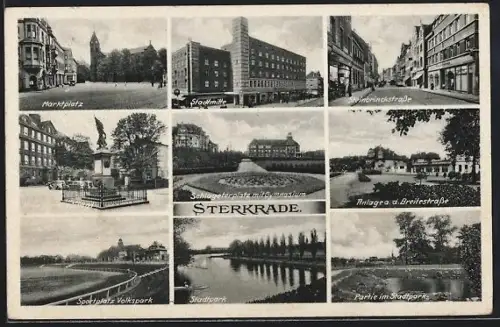 AK Sterkrade, Steinbrinkstrasse, Gute Hoffnungshütte, Schlageterplatz m. Gymnasium, Stadtmitte