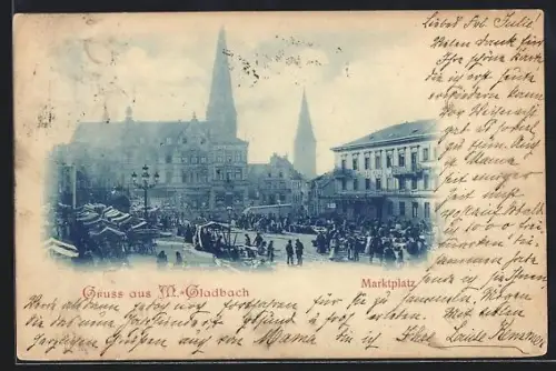 AK Mönchengladbach, Marktplatz am Markttag