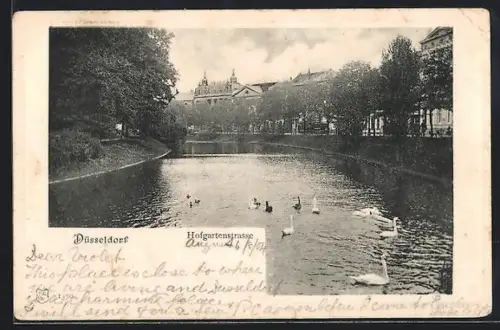 AK Düsseldorf, Hofgartenstrasse mit Strassenbahn