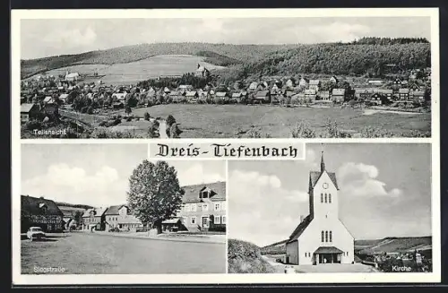 AK Dreis-Tiefenbach, Teilansicht, Kirche, Siegstrasse