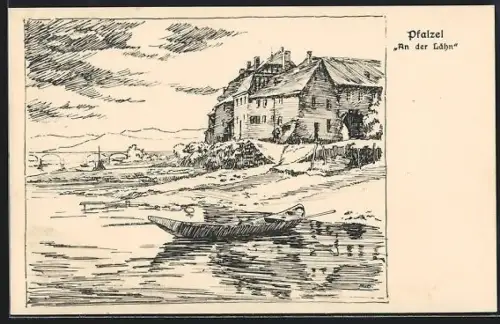 Künstler-AK Pfalzel, An der Lähn
