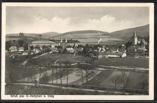 AK Obernetphen a. Sieg, Ortspartie mit Kirche