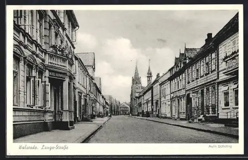 AK Walsrode, Lange-Strasse mit Hotel Hannover und Friseur