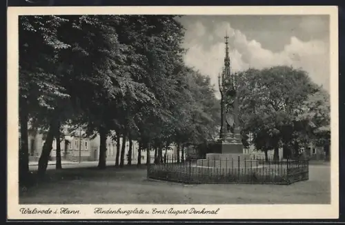 AK Walsrode i. Hann., Hindenburgplatz und Ernst-August-Denkmal