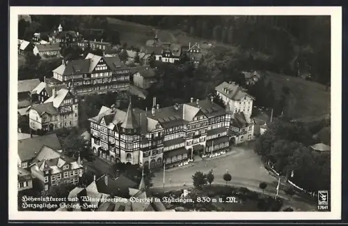 AK Oberhof in Thür., Fliegeraufnahme vom Herzoglichen Schloss-Hotel