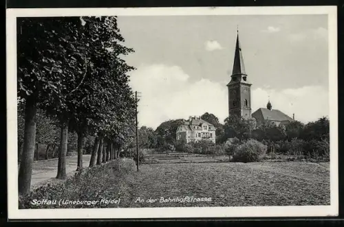 AK Soltau /Lüneburger Heide, An der Bahnhofstrasse, Kirche
