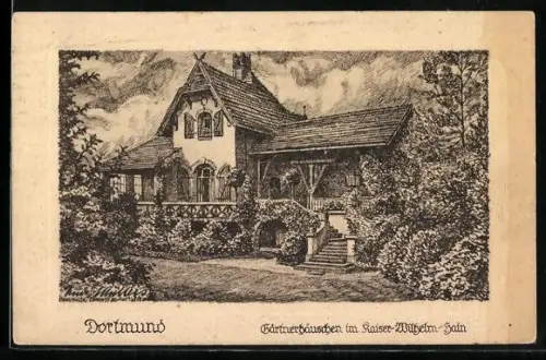 AK Dortmund, Gärtnerhäuschen im Kaiser-Wilhelm-Hain