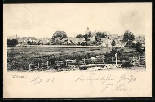 AK Walsrode, Ortsansicht mit Kirche und Wohnhäusern