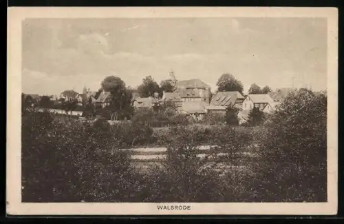 AK Walsrode, Ortsansicht mit Kirche und Wohnhäusern