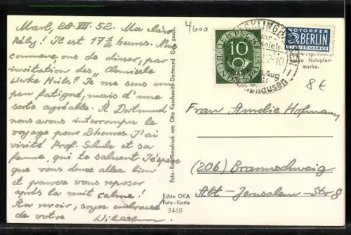 AK Dortmund, Burgtor mit Brückstrasse und Hauptpost, Strassenbahn