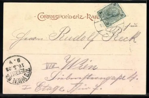 AK Karlsbad, Kreuzstrasse und Mühlbrunnquai