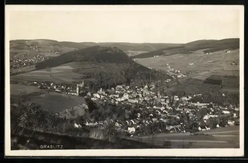 AK Graslitz, Panorama mit Kirche