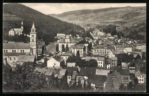 AK Graslitz, Panorama mit Kirche