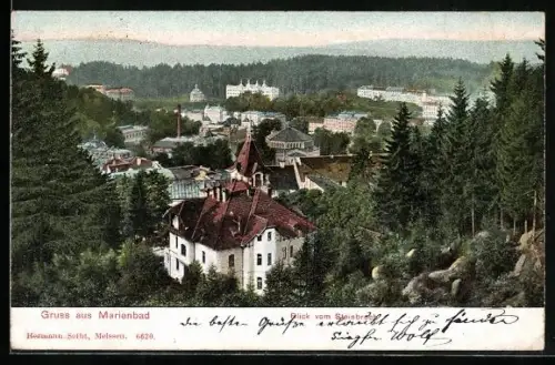 AK Marienbad, Blick vom Steinbruch auf den Ort