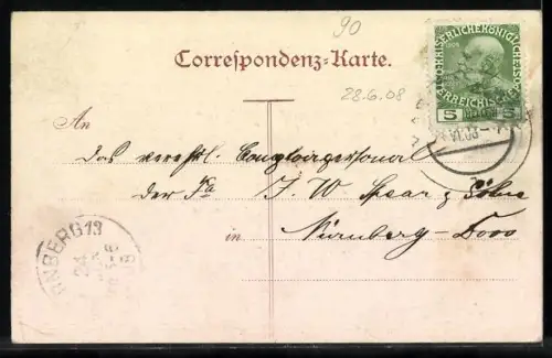 AK Marienbad, Blick vom Steinbruch auf den Ort