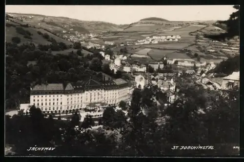 AK St. Joachimstal, Panorama mit Palast-Hotel