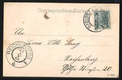 AK Gablonz a. N., Teichpartie im Stadtpark