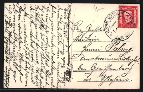 AK Reichenberg i. B., Schloss mit Strassenpartie