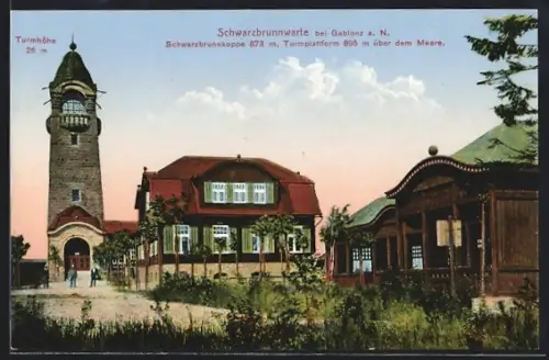 AK Gablonz a. N., Schwarzbrunnwarte auf der Schwarzbrunnkoppe
