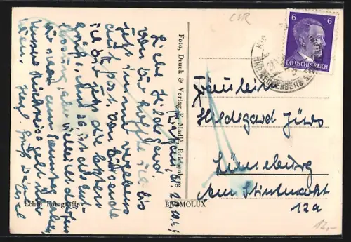 AK Kratzau, Panorama mit Kirche